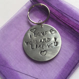 I Love You & I Like You Hand-Stamped Keychain