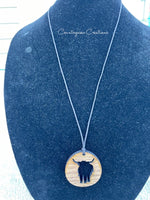 Shaggy Cow Silhouette Necklace