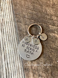 “Happiness is being a” keychain.