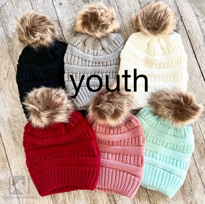 Beanie with Pom - Camel Brown Child/Adult